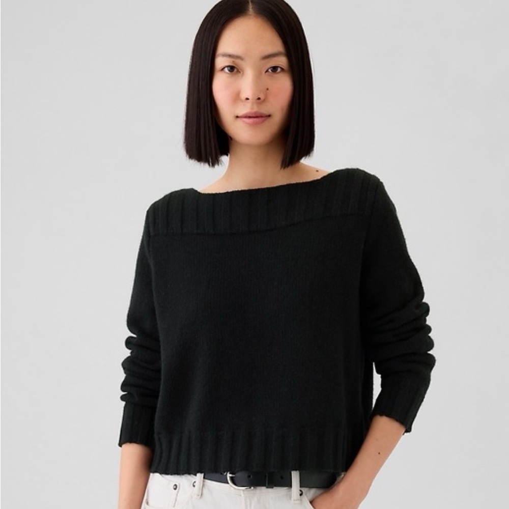 GAP CashSoft Boatneck Sweater - Black Small Tall
